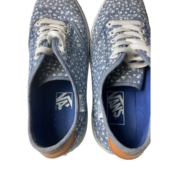 VANS Women's Shoes 7 Blue White Floral Print Lace Up Canvas Low Top Low Top - Picture 9 of 10